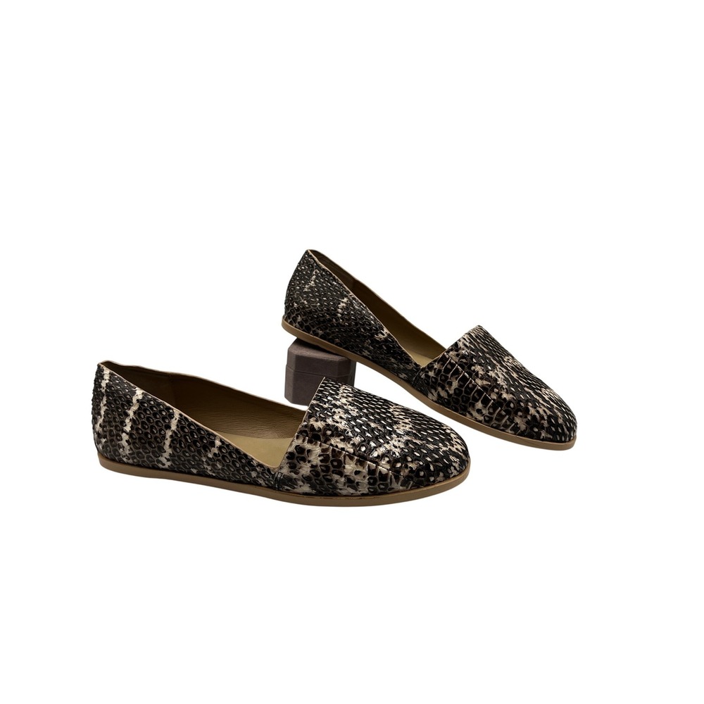 Saint & Libertine Flats 40 Brown Excellent Snakeskin Embossed d'Orsay‎ Loafer